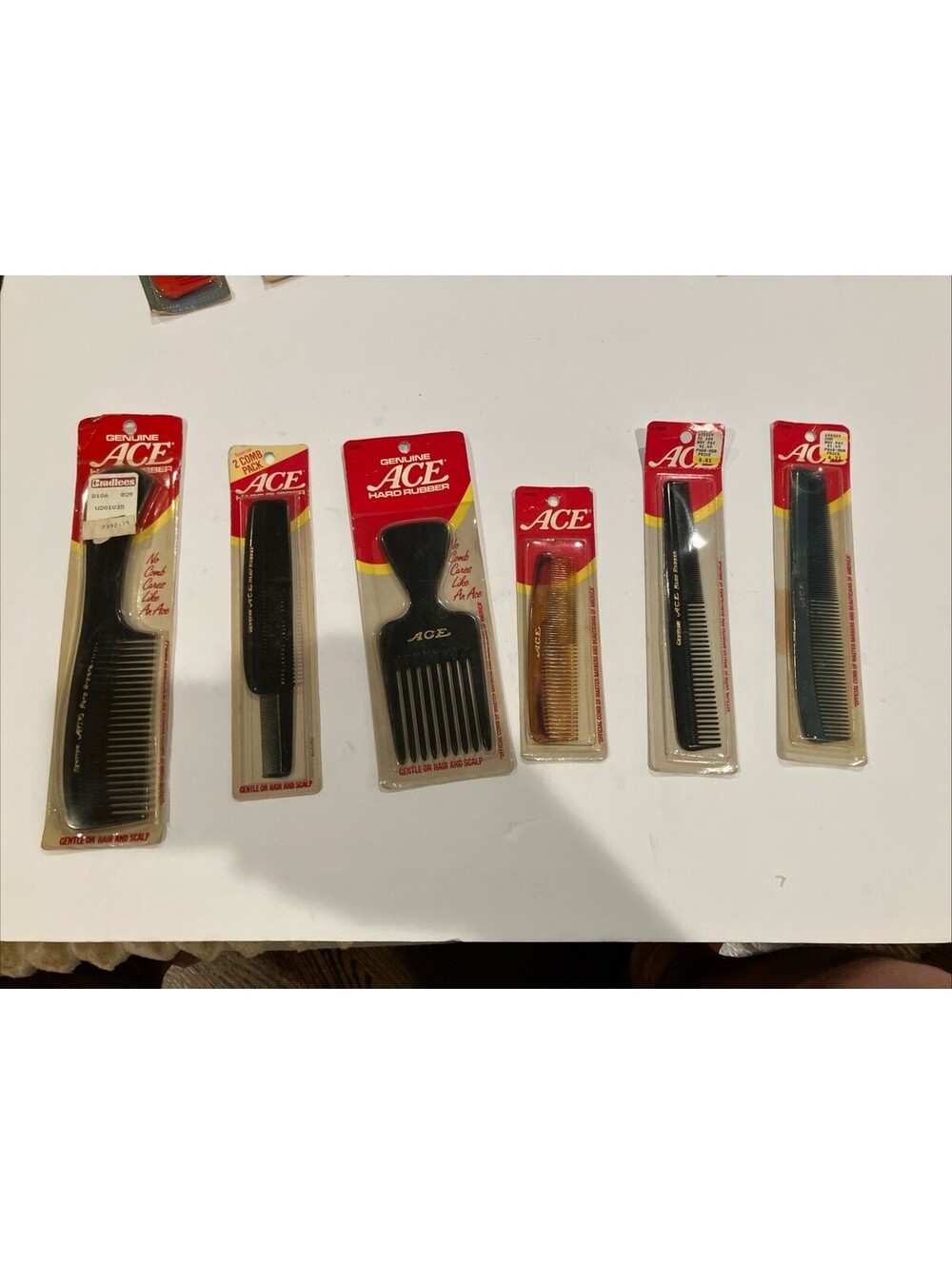 Lot Of 6 Vintage Genuine Ace Hard Rubber Mix Combs OLD NEW STOCK “RARE” 💈 💈